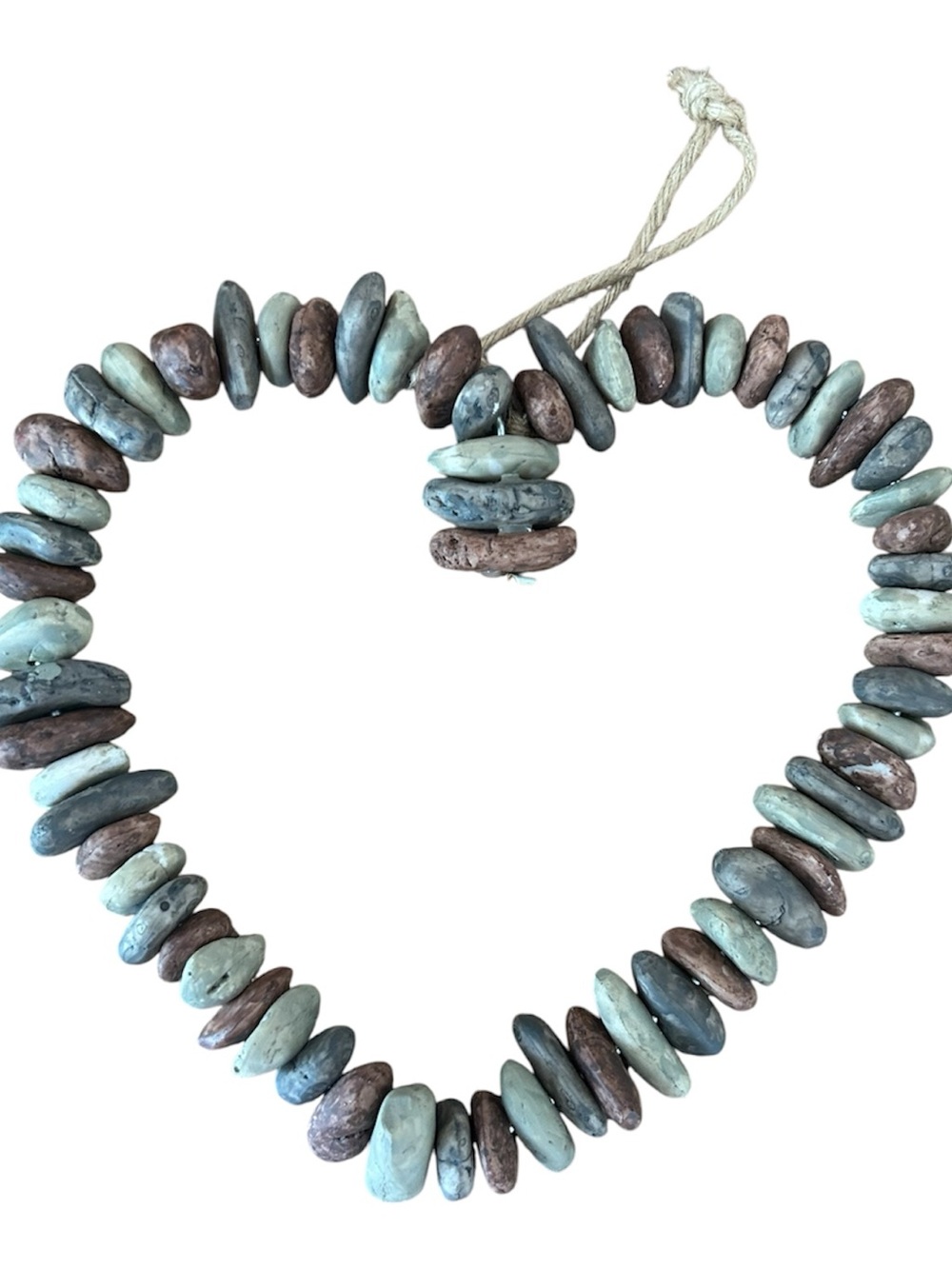Rock Heart Shaped Wreath Of Faux River Rocks Decor Stone Wall Hanging